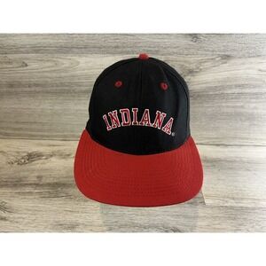 Vintage 80s IU Indiana Hoosiers Embroidered Red Trucker Hat Cap Size 6 7/8